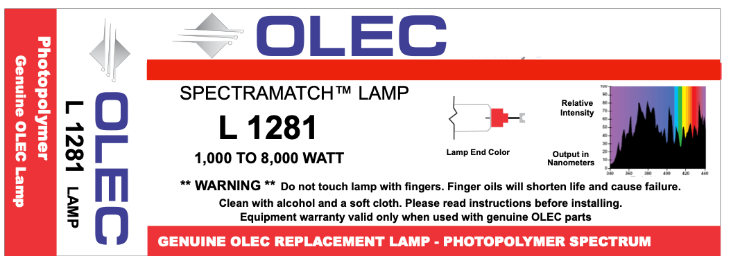 OLEC L1281 – 8kW UV Photopolymer Bulb (AL83-96 Series)