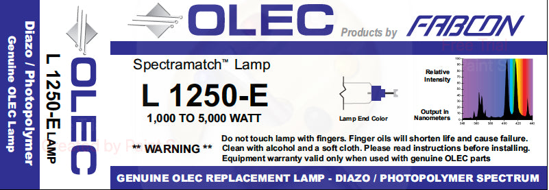 L1250-E - 5kW UV Diazo/Photopolymer Replacement Bulb.