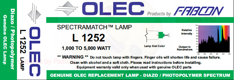 L1252 - 5kW UV Photopolymer/Diazo Replacement Bulb.